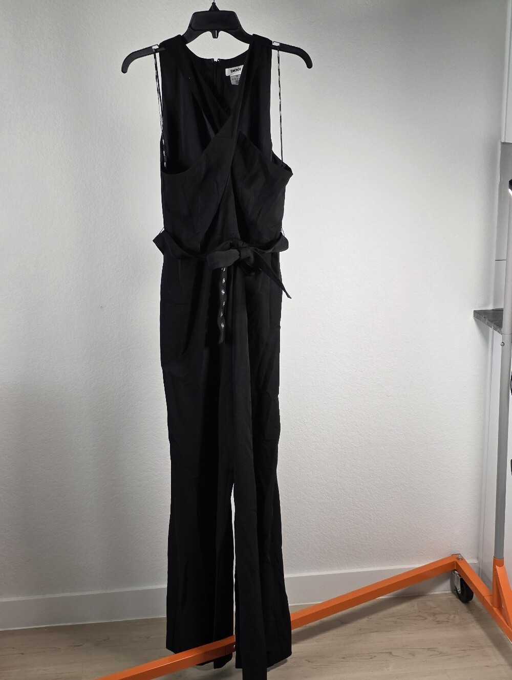 DKNY NWT Black Sleeveless Wide Leg Belted Jumpsuit Size 12 $139 Workwear Party - Picture 2 of 11